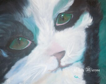 Tuxedo Cat "Tux" Oil Painting