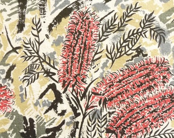 Banksia Print Bark Fabric Vintage New