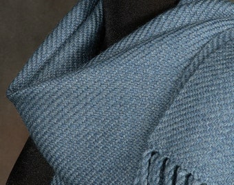 Blue scarf / gray scarf / handwoven scarf / merino wool scarf / man's scarf / woman's scarf