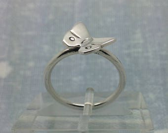 Butterfly ring, silver, handmade, gift boxed, free post. Stacking ring.