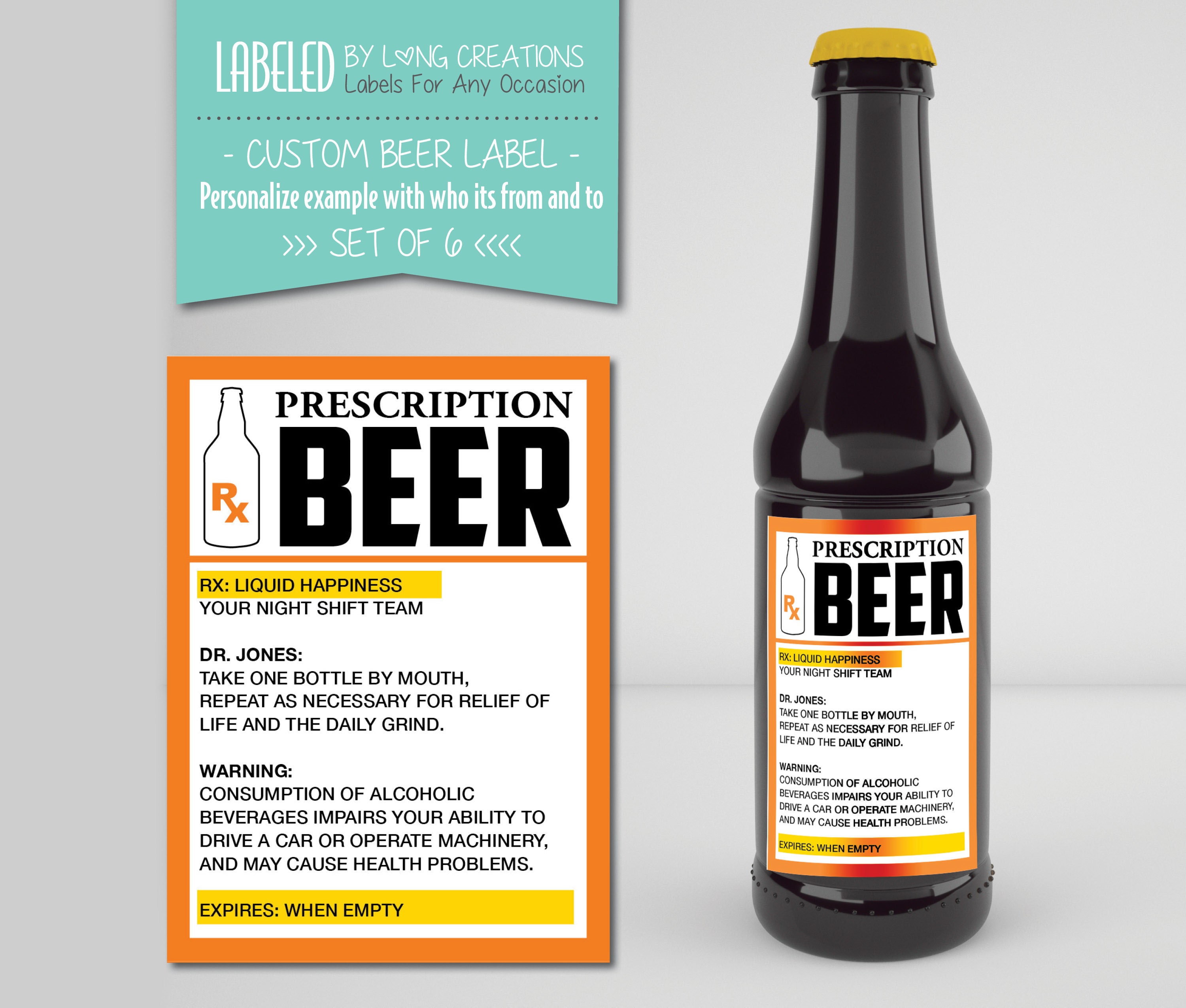 beer prescription label funny beer labels gift for dad