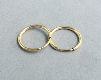 Small 14 K gold filled hoops, Classic gold hoops, Everyday gold earrings, Dainty jewelry, Delicate hoop earrings, Minimalist hoop earrings