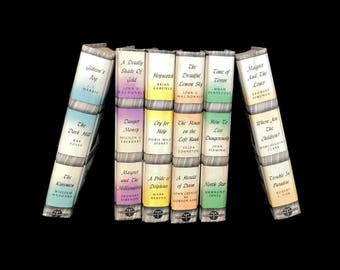 Vintage Book Bundle Detective Stories Set of 6 Hardcover Detective Book Club Old Book Collection Home Decor Pastel Book Rainbow Mystery Book