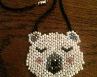 bear head necklace / animal / cute beads