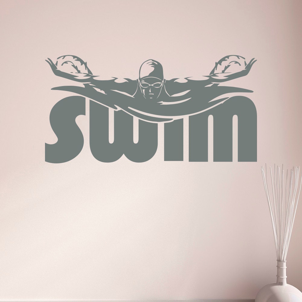 Sports Wall Decals Stickers Swimming Pool Signs Swimmer Gift