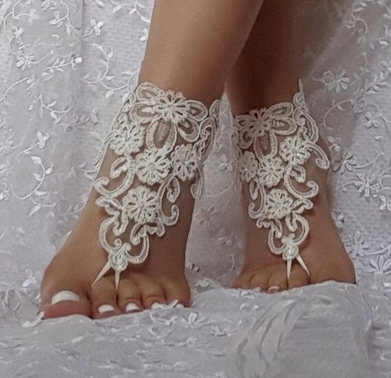 ivory 3D flower wedding barefoot sandals wedding prom party bangle beach anklets bangles bridal bride bridesmaid