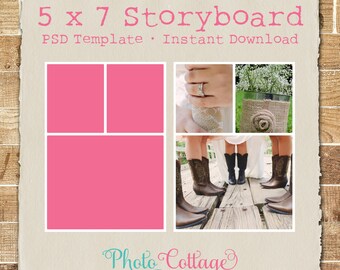 Plantilla de Storyboard de fotografía 5 x 7, plantilla de fotografía, fotógrafo Blog plantillas, plantilla de Blog Junta, Collage Digital