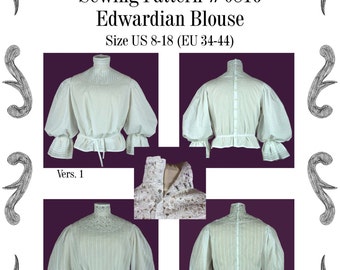Edwardian Blouse Sewing Pattern #0816 Size US 8-30 (EU 34-56) PFD Download