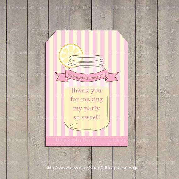 Pink Lemonade Favor Tag / Pink Lemon Favor Tag / Pink Lemonade