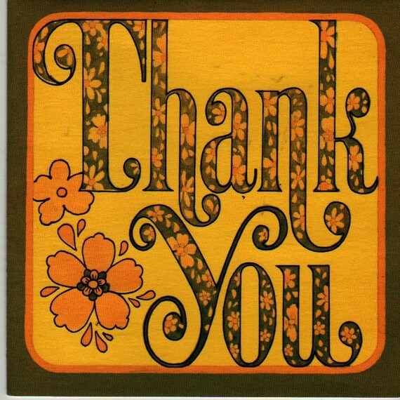 Thank You Notecards (Set of 6) Yellow, Orange, and Brown Flower Design + American Greetings + 1972 + Vintage Stationery Set