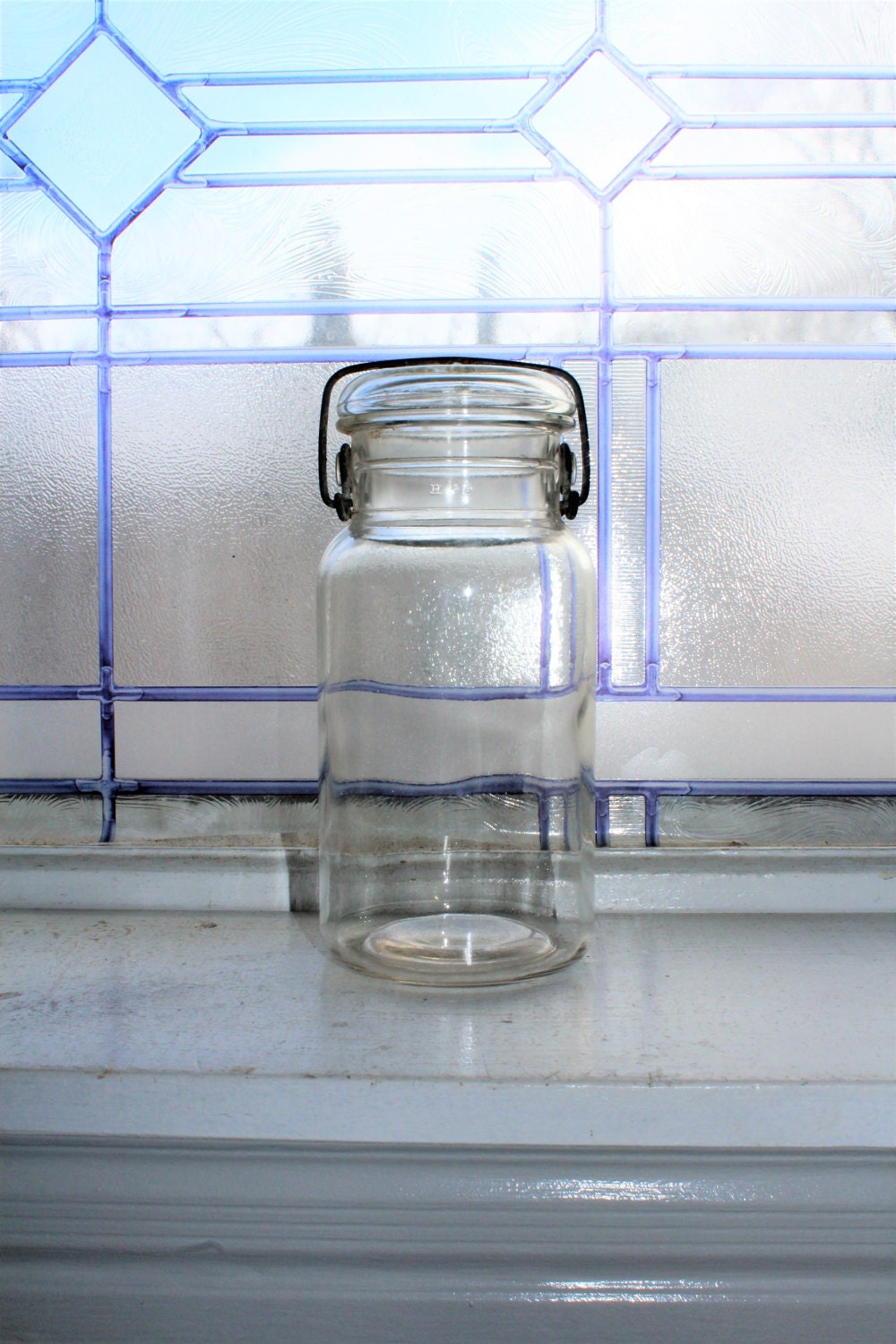 Clear Quart Mason Jar with Glass Lid