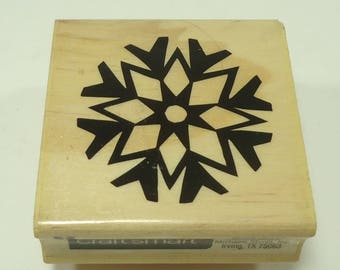 Snowflake Wood Mounted Rubber Stamp By Craftsmart, Snow, Snowing, Winter, Holiday