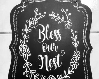 Bless our Nest Chalkboard Wall Hanging/Home and Decor