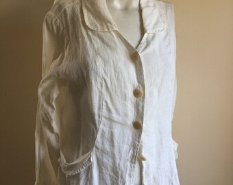 Vintage FLAX Cream Linen Jacket XS to S