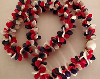 Hong Kong plastic red, white and blue necklace