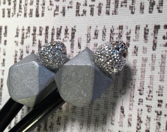Silver Beaded Hairstick Set - Bead Hair Sticks