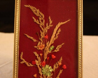 Vintage Handmade Dried Flower Framed Picture