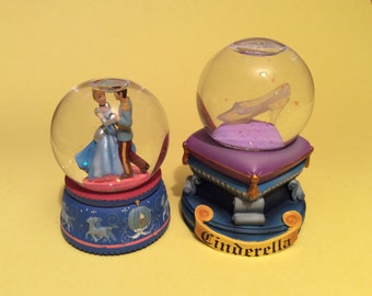 Vintage 2 Disney Cinderella and Glass Slipper Mini Snow Globes