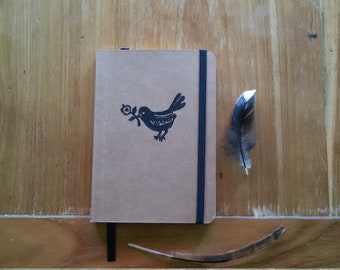 Handprinted Elegant Notebook Bird