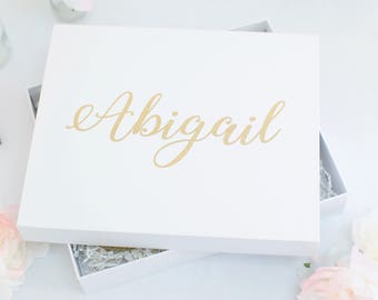 Personalized Gift Box Birthday Present Valentines Day Bridal Shower Wedding Gift Glitter Gold Baby Shower 20 30 40 50 Party Gift (BBND20184)