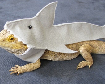TOP SELLER! Great White Shark Costume for Bearded Dragons! Shown on Discovery's Shark Week!!!