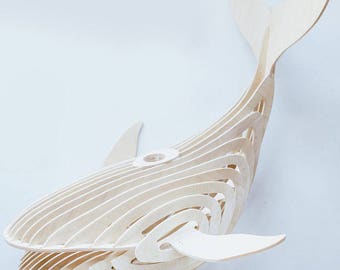 Whale lamp 3d puzzle.Vector plan of the CNC.