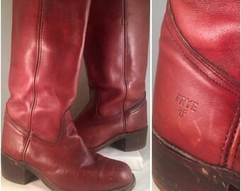 FRYE Men's 8 Leather Campus Heel Riding Boots Brown