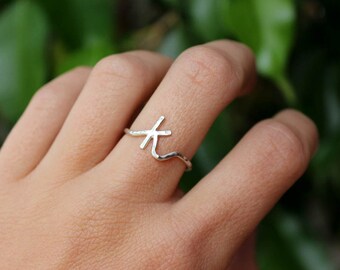 Lowercase Initial Ring - Personalized Initial Jewelry Dainty Custom Letter Ring