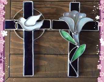 Cross, Stained Glass Sun Catcher, Easter Cross, Easter, Custom Made, Hand Made