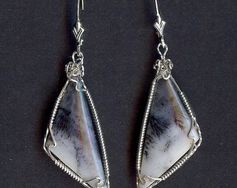 740 Elegant Blue Dendrite Earrings