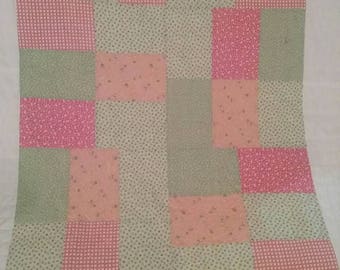 Pink and Green 1930's Reproduction Feedsack Fabric Quilt