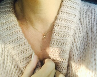 The Tiny Wish Wishbone Necklace 14k GF