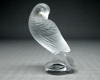 Lalique dove France , etched mark , frosted and clear