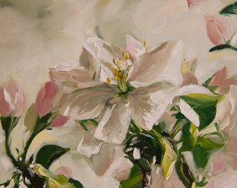 Apple Blossom, 6x6 inches, Oil on Gessobord