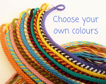 Super Skinny Custom Friendship Bracelet - Narrow Macrame Band - Choose your own Colour - Thin Flat Braided Woven Stripy Custom Bracelet