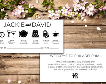Simple and Modern Wedding Itinerary Cards