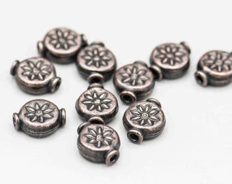 Antique Copper Flower Disk Bead 11x9mm 10 Beads SKU-FMB-12