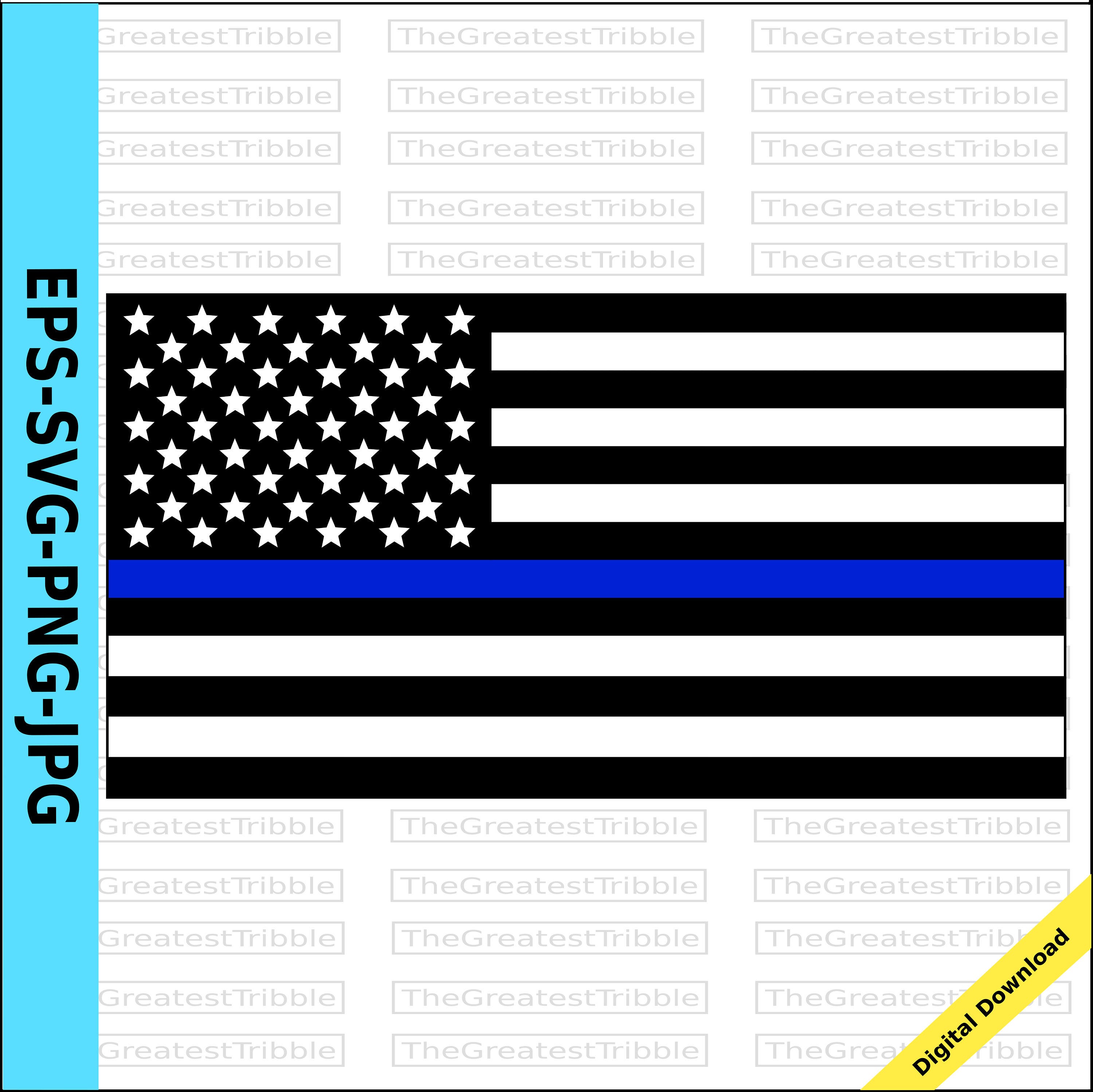Thin Blue Line United States Flag Eps Svg Png Vector