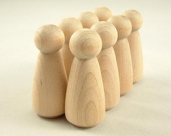 20 Wood Peg Dolls - Girls - Unfinished Wooden Peg Dolls for DIY