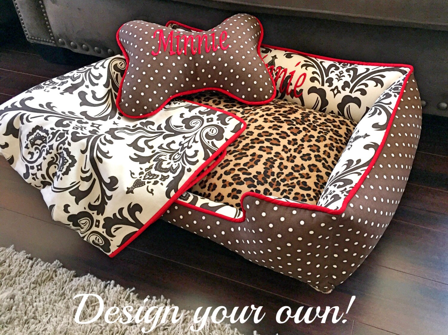 Leopard print Dog Bed Dog Bedding Animal print Dog Blanket