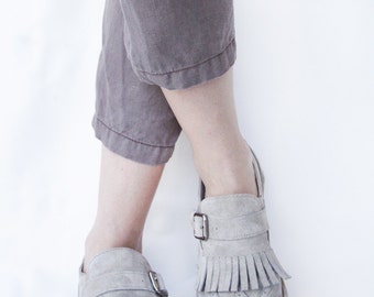 Brogue Shoes - Suede Leather handmade flat shoes - Fringed Frost - Minimalist soles & CUSTOM FIT