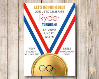 Olympics Party Birthday Invitation, Summer Olympic Birthday Party, Team USA, Winter Olympics Party, Gymnastics Printable Invite