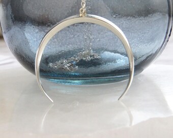 Crescent Moon Necklace • Thin Crescent Moon Pendant • Celestial Jewelry • Moon Necklace • Layering Necklace • Layered Jewelry • Long
