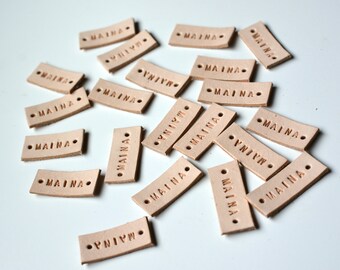 10 pcs 1/2'' Natural Leather Labels, 1-6 letters, Leather Labels, 4 OZ Leather Tags, custom stamped leather tags, embossed labels