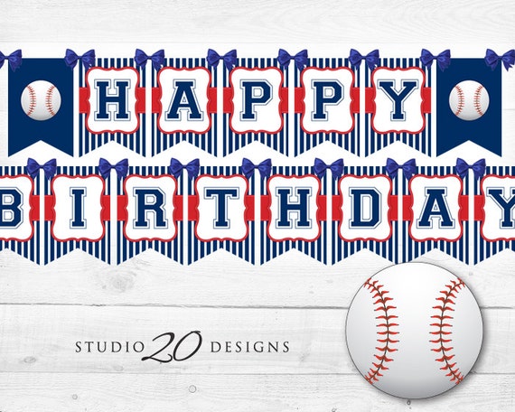 instant download baseball birthday banner baseball bunting happy birthday banner letters