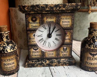 Harry Potter Potions Clock. With FREE Potion Bottle of your choice. Harry Potter Gift. Harry Potter Decor. Unique Spells Clock