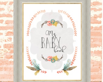 Printed, Baby Memory Book Pages, Bohemian