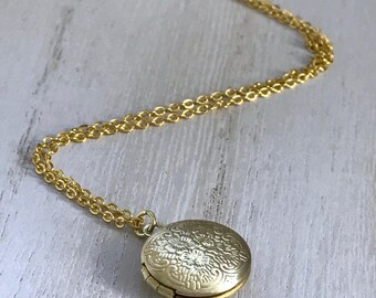 Tiny Gold Locket, Miniature Locket, Dainty Locket, Bridesmaid Locket, Personalized Photo Locket, Message Locket, Choker Locket,
