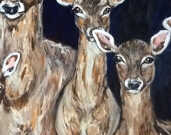 Deer in Headlights Painting Portrait Acrylic Wall Art