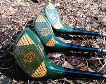 Antique Wooden Golf Clubs - Wooden Drivers - Walter Hagen Golf Clubs - Women's Golf - Green Golf Clubs - Ladies Ultra Golf